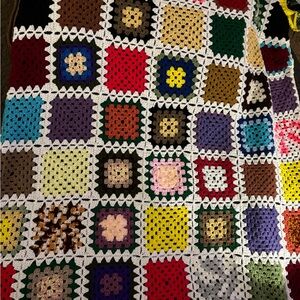 Colorful Crochet Granny Square Blanket